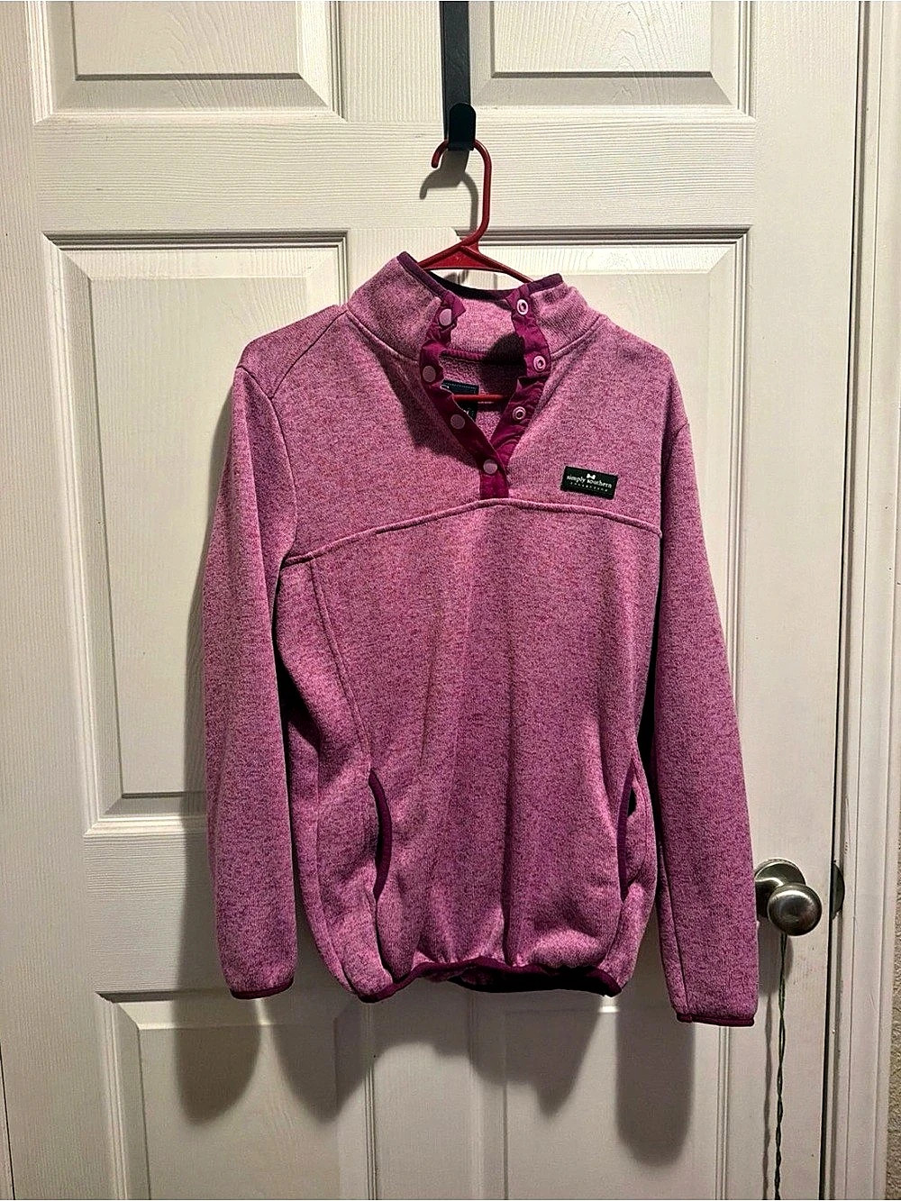 Simply Southern Knit Snap Pullover Women's Pink Medium